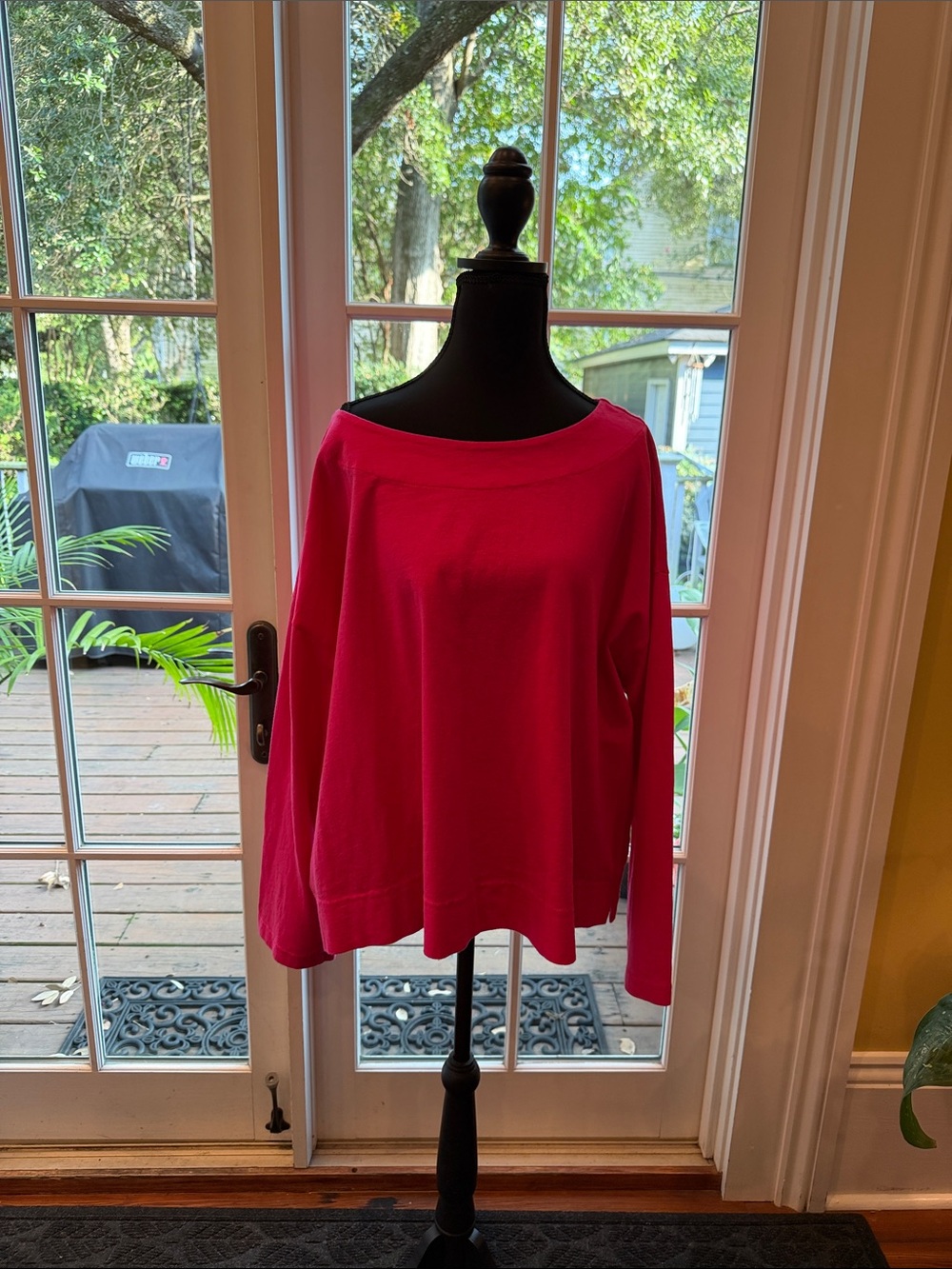 bryn Walker Women's Bright Pink Boatneck Pullover